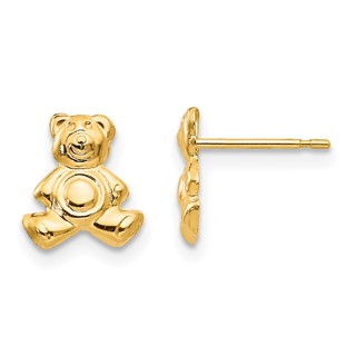 14k Madi K Teddy Bear Childrens Post Earrings