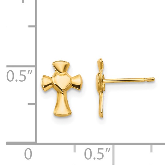 14k Madi K Heart Cross Childrens Post Earrings
