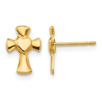 14K Madi K Heart Cross Post Earrings view 1