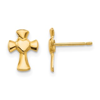 14k Madi K Heart Cross Childrens Post Earrings
