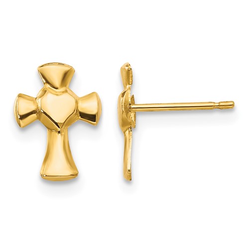 14K Yellow Gold Madi K Heart Cross Post Earrings