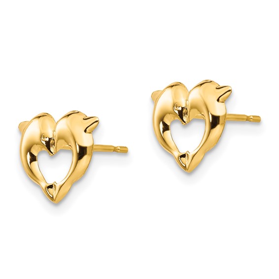 Gold Childrens Dolphin Post Earrings