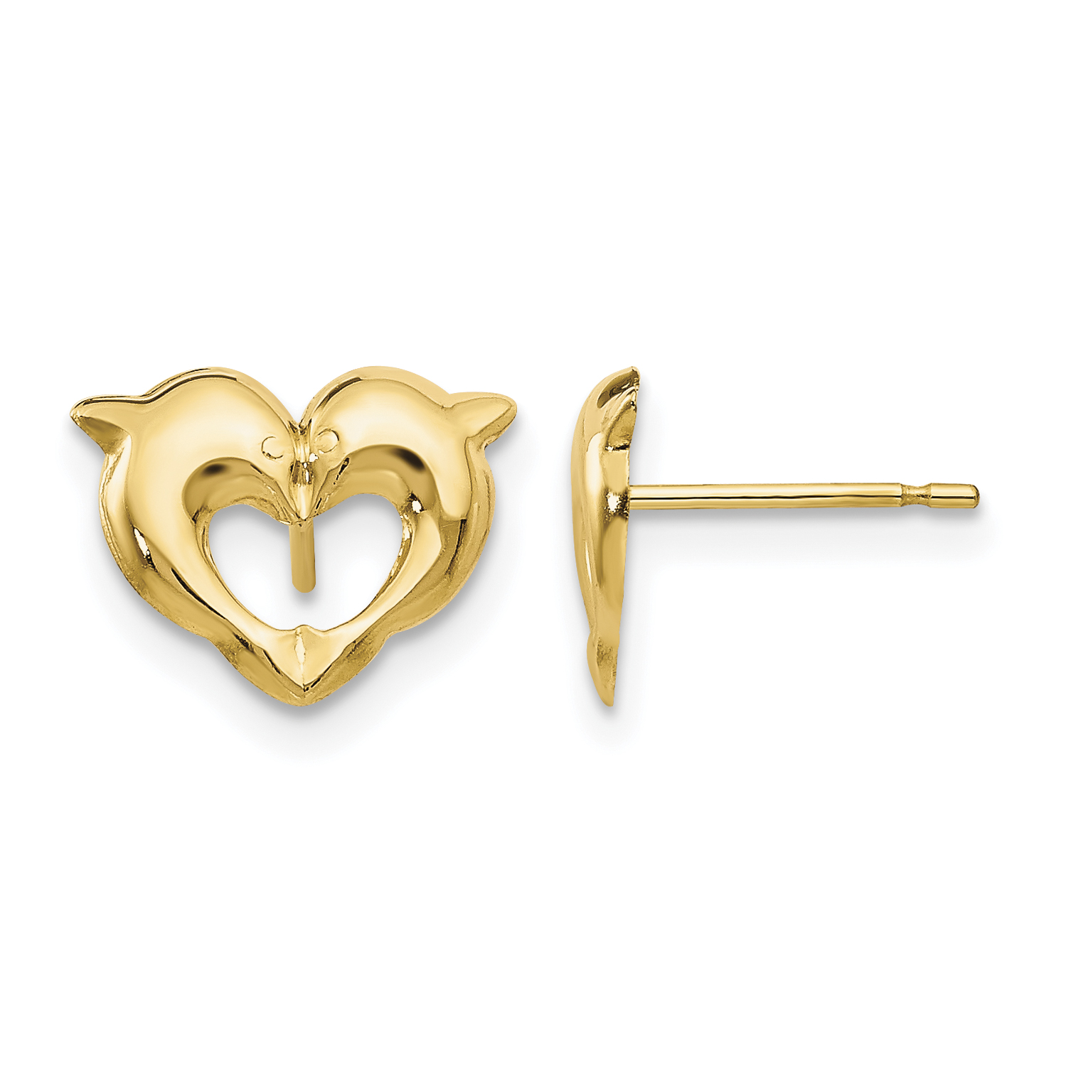 14k Madi K Heart Dolphins Post Earrings (SE2047)