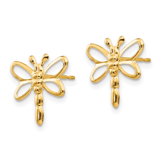 Gold Childrens Dragonfly Post Earrings
