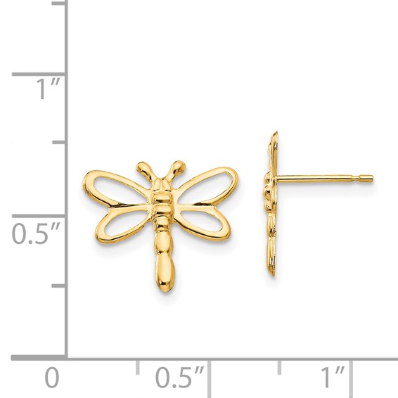 Gold Childrens Dragonfly Post Earrings