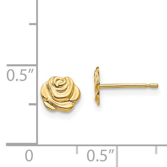 Gold Childrens Rose Post Earrings
