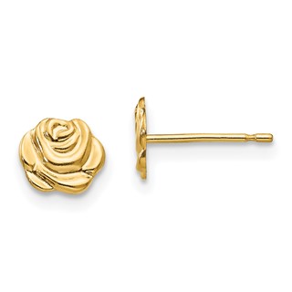 Gold Childrens Rose Post Earrings