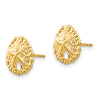 14K Yellow Gold Madi K Sand Dollar Post Earrings view 2