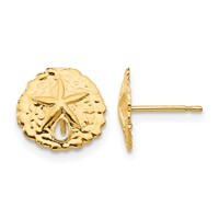 14K Yellow Gold Madi K Sand Dollar Post Earrings view 1