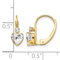 14K Yellow Gold Madi K CZ Heart Leverback Earrings view 4