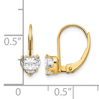 14K Yellow Gold Madi K 5.00mm CZ Heart Leverback Earrings view 4