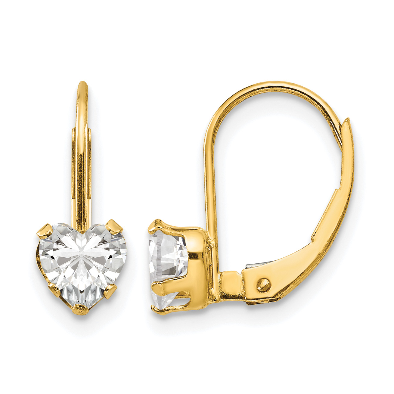 14k Madi K CZ Heart Leverback Earrings (SE2154)