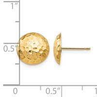 14K Yellow Gold Madi K Hammered 9mm Button Post Earrings view 4