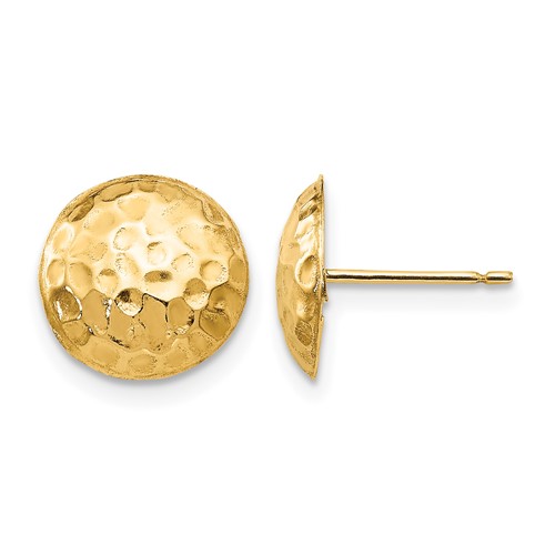 14K Yellow Gold Madi K Hammered 9mm Button Post Earrings