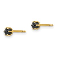 14K Yellow Gold Madi K 3.00mm Onyx Post Earrings view 2