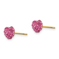 14K Yellow Gold Madi K Multi Pink Crystal Heart Post Earrings view 2