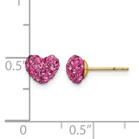 14K Yellow Gold Madi K Multi Pink Crystal Heart Post Earrings view 4