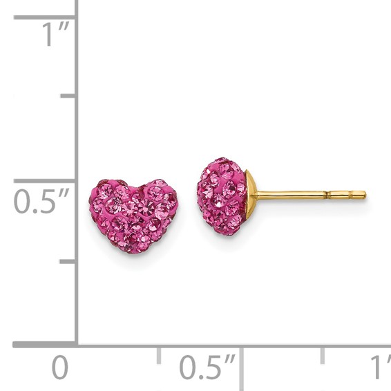 14k Madi K Multi Pink Crystal Heart Post Earrings