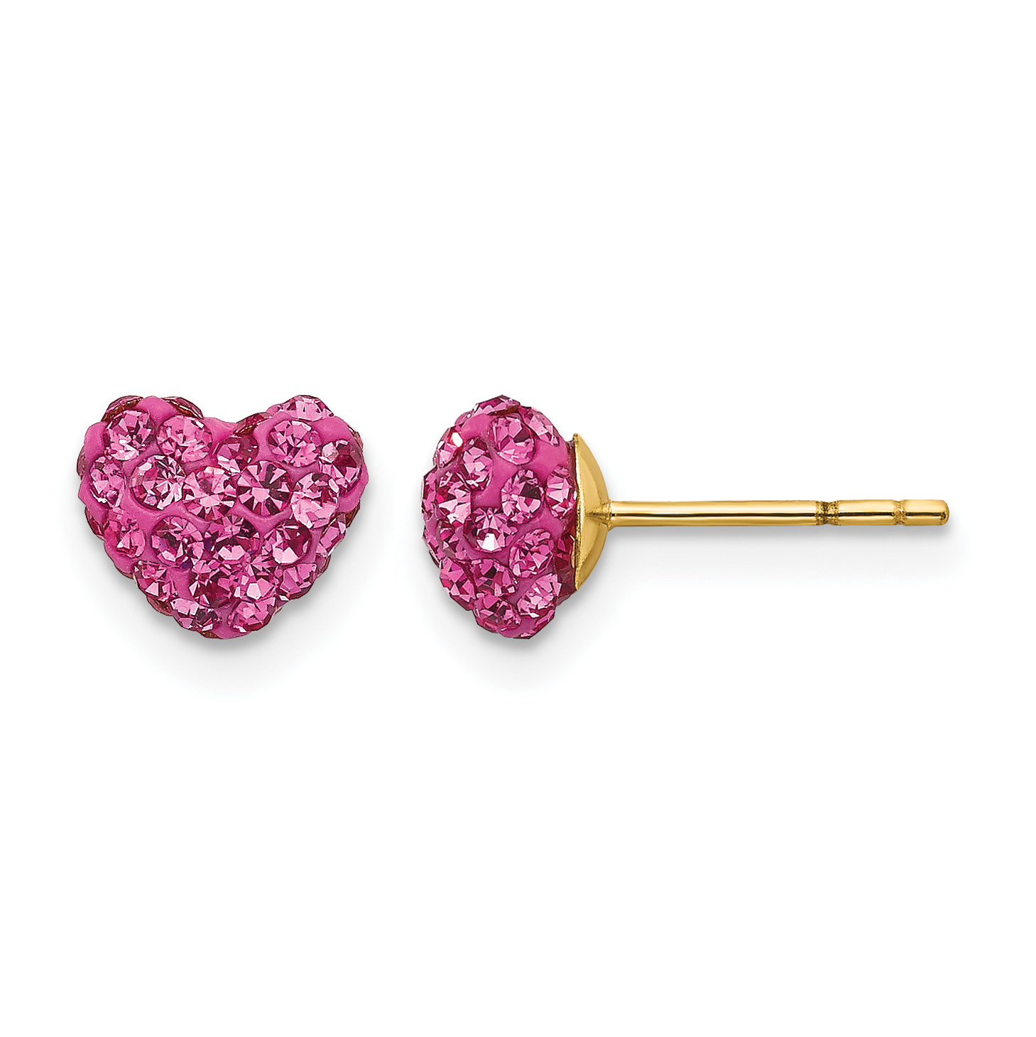 14k Madi K Post Multi Pink Crystal Heart Earrings (SE2207)