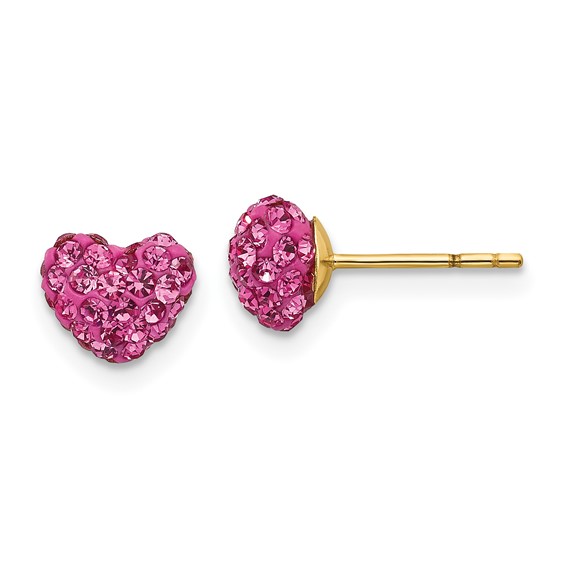 14k Madi K Multi Pink Crystal Heart Post Earrings