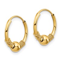 14K Yellow Gold Madi K 10mm Endless Hoop Earrings with 4mm Bead view 2