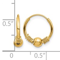 14K Yellow Gold Madi K 10mm Endless Hoop Earrings with 4mm Bead view 4
