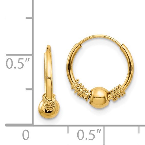 14k Madi K 10mm Endless Hoop with 4mm Bead Earrings