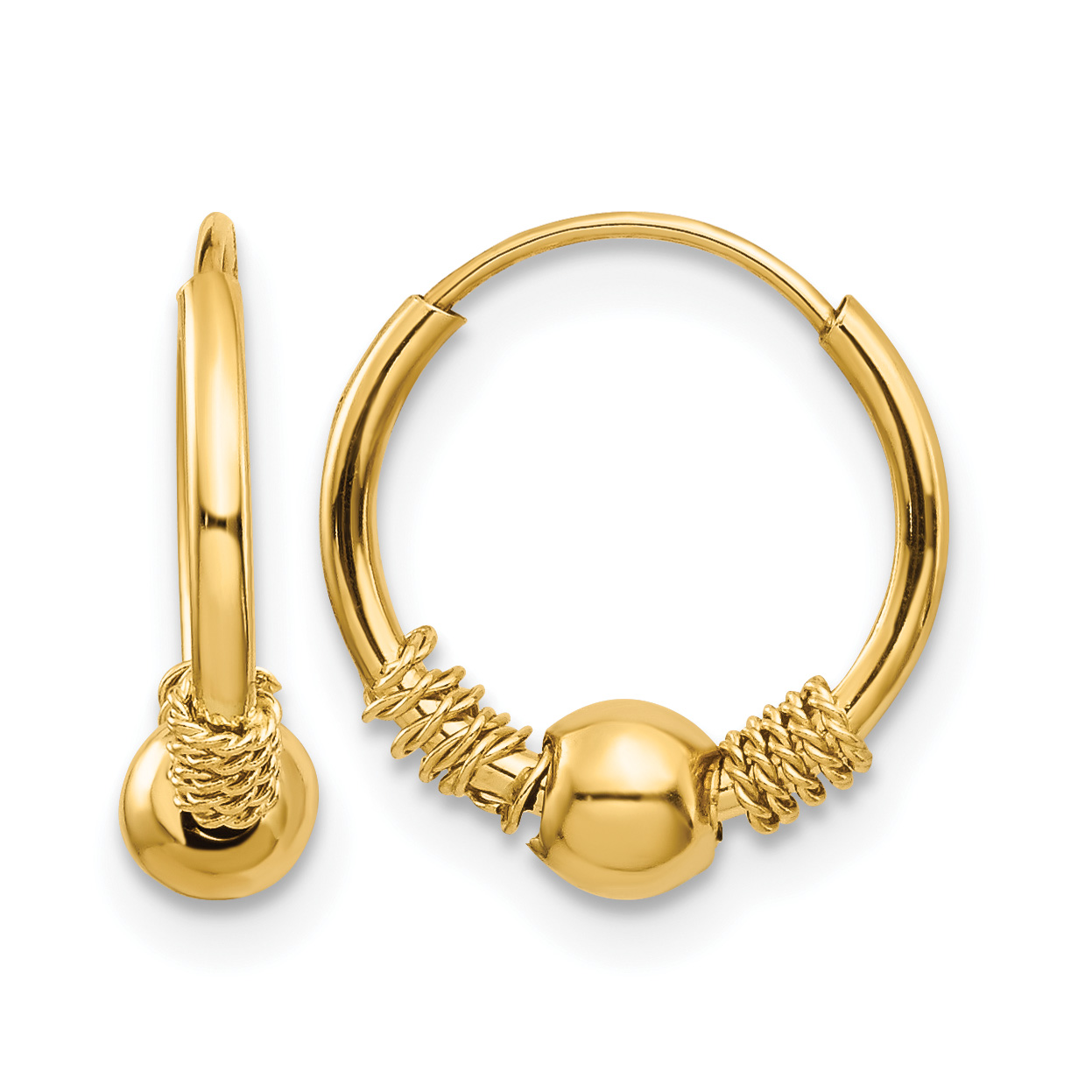14k Madi K Endless Hoop w/Bead Earrings (SE2208)