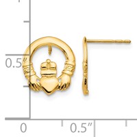 14K Yellow Gold Madi K Claddagh Post Earrings view 4