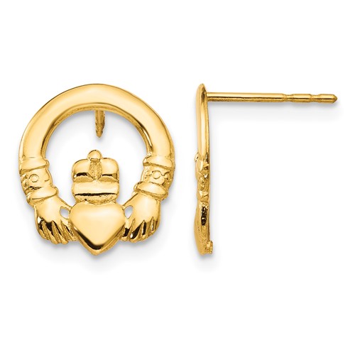14K Yellow Gold Madi K Claddagh Post Earrings