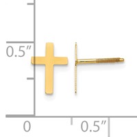 14K Yellow Gold Madi K Cross Silicone Comfort Screwback Post Earrings view 4