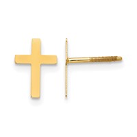 14K Yellow Gold Madi K Cross Silicone Comfort Screwback Post Earrings view 1
