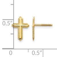 14K Yellow Gold Madi K Cross Silicone Comfort Screwback Post Earrings view 4
