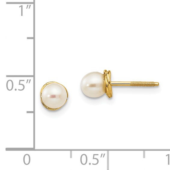 14k Madi K 4-5mm Semi-round Freshwater Cultured Pearl Love Knot Screwback Post Earrings