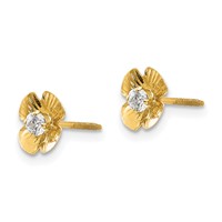 14K Yellow Gold Madi K Flower 2.5mm CZ Post Earrings view 2