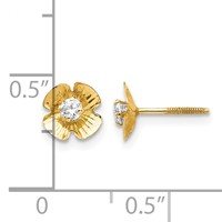 14K Yellow Gold Madi K Flower 2.5mm CZ Post Earrings view 4