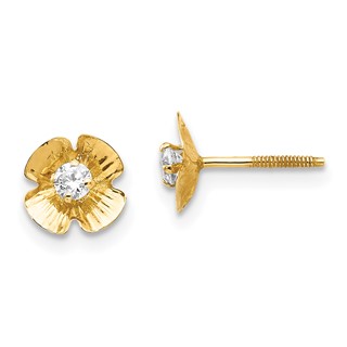14k Madi K Flower 2.5mm CZ Childrens Post Earrings