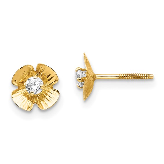 14k Madi K Flower 2.5mm CZ Childrens Post Earrings
