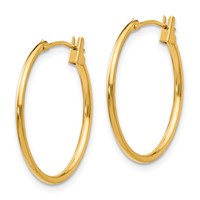 14K Yellow Gold Madi K 1x 21mm Hoop Earrings view 2