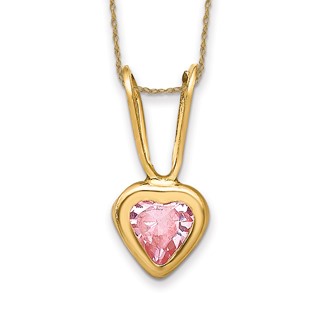 14k Madi K Pink CZ Heart Necklace