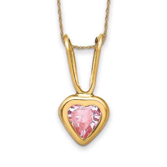 14k Madi K Pink CZ Heart Necklace