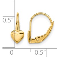 14K Madi K 5.00mm Heart Leverback Earrings view 3