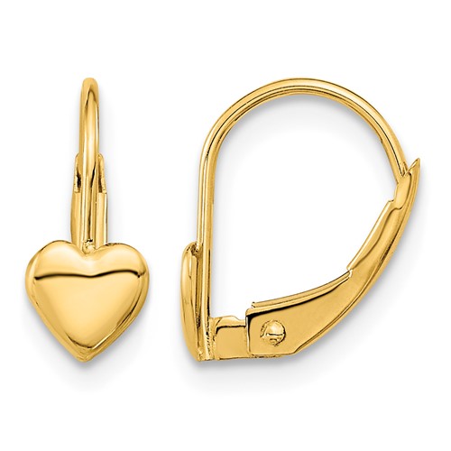 14K Madi K 5.00mm Heart Leverback Earrings