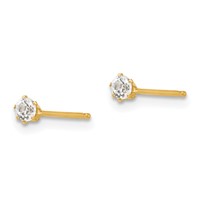 14K Madi K 2.5mm Round CZ Stud Post Earrings view 2