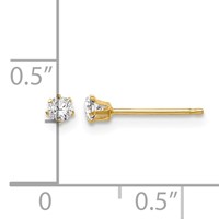 14K Madi K 2.5mm Round CZ Stud Post Earrings view 4