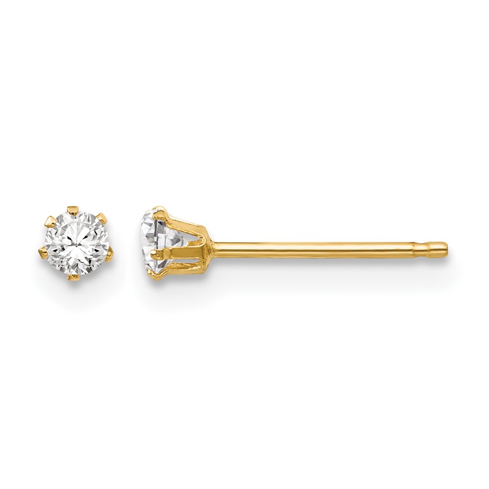 14K Madi K 2.5mm Round CZ Stud Post Earrings
