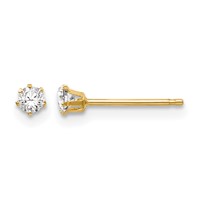 14K Madi K 2.5mm Round CZ Stud Post Earrings view 1
