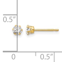 14K Madi K 3mm Round CZ Stud Post Earrings view 4