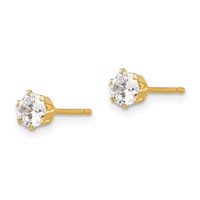 14K Madi K 4mm Round CZ Stud Post Earrings view 2