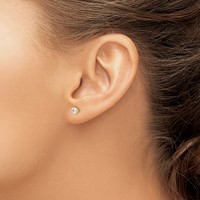 14K Madi K 4mm Round CZ Stud Post Earrings view 3